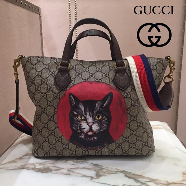 GUCCI Supreme ミスティックキャット トートバッグ GGスプリーム ネコ好きにはたまらないアイテム 8032106